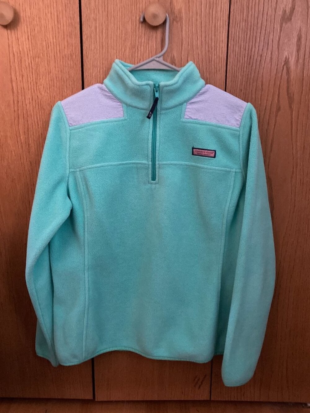 Vineyard Vines Whale Mint Green 1/4 Zip Pullover Fleece - S